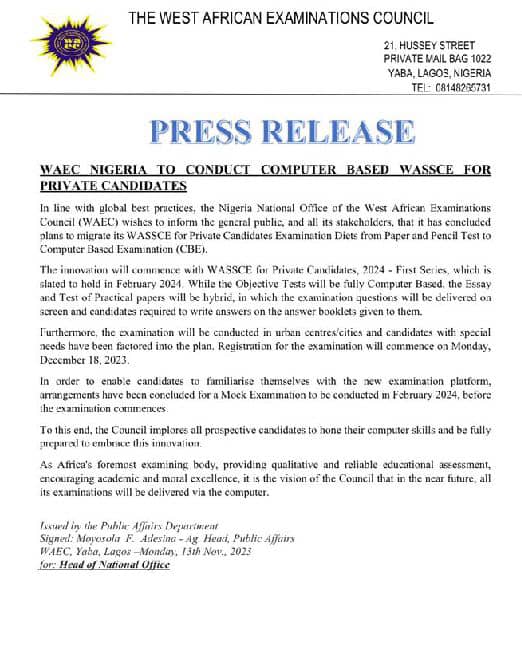 waec ssce cbt