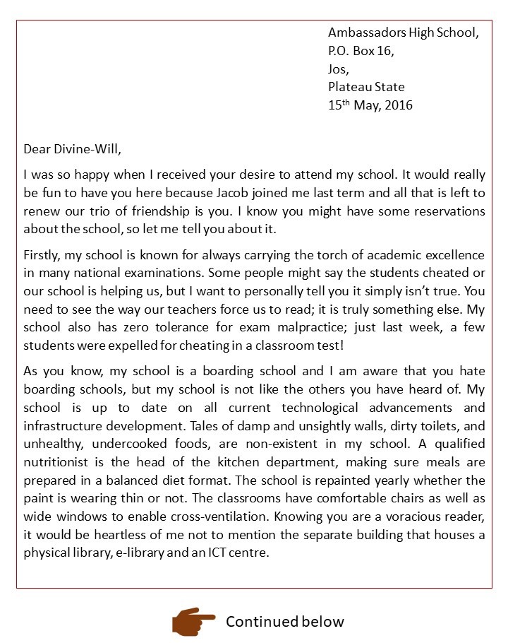 A-Letter-to-Your-Friend-2 A friend of yours wants to study in your school
